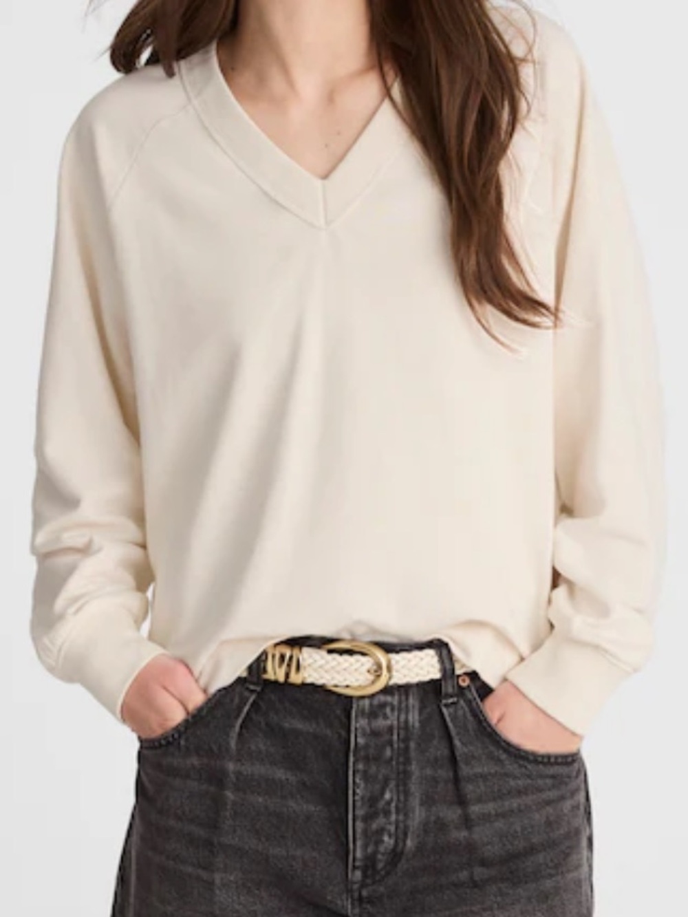 NWT Madewell Cotton Terry V Neck Sweatshirt